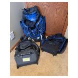 2 rolling bags and Kelty backpack