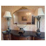 2 matching accent lamps and console bowl
