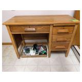 Single pedestal student desk and supplies 19D x 42L x 30H