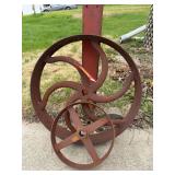 Two steel wheels, 12” and 22”