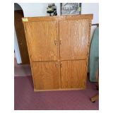Handmade oak 4 door storage cupboard w/ adjustable shelves
