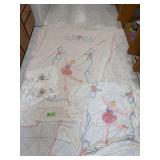 Two twin size chenille bed spreads, antique 82x70 crochet table cloth/bedspread 80+ years old Small blemishes