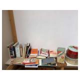 Cookbooks, magazines, old tins, etc