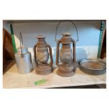 Cream pail, barn lanterns, etc