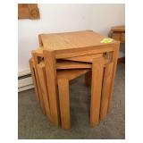 Set of 4 handmade oak stackable tables