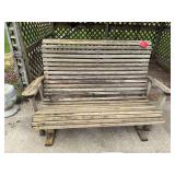 66” long high back wood slat glider