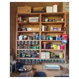 Large variety of nuts, bolts, screws, and hardware. Buyer  may take shelf if they remove it from the wall.