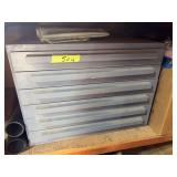 Homemade wooden storage box full of miscellaneous tools