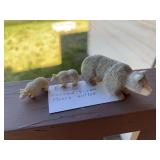 Mama bear and two cubs carved from moose antler