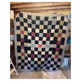 Very old antique handmade quilt - wool fabric very heavy