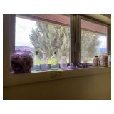 Purple glass tobacco jar and other bottles and jars