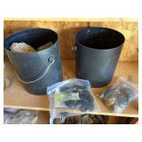 Large group of Jade, including bagged stones and two large buckets