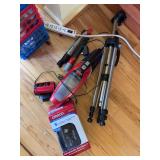 Bissell hand vac, tripod and blood pressure monitor