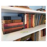 Shelf full of antique reading novels - many Zane Gray