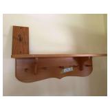 Oak coat hanger shelf (2) please come prepared to remove from wall