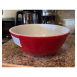 Large red Pyrex bowl