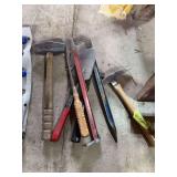 Rock hammers, prybars, large screwdriver, sledge