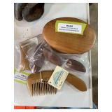 Handmade wooden trinket box, hair barrettes, and handmade wooden comb
