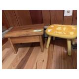 Handmade wood stepstool and yellow children’s stepstool