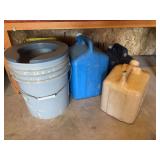 Homemade portable toilet bucket, and water jugs