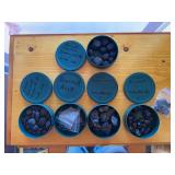 Five canisters of garnets