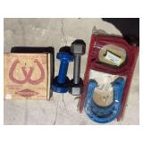 Plastic and metal horseshoes +2 dumbbells