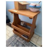 Solid oak side table magazine rack