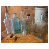 Antique glass bottles