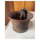 Cast-iron mortar and pestle