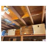 Four homemade wooden storage boxes
