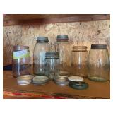 Antique canning jars, and zinc lids