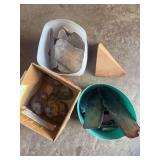 Rocks and stone pieces plus weird wood chunk