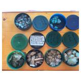 Six canisters of gemstones - see all photos