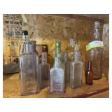 Antique glass bottles