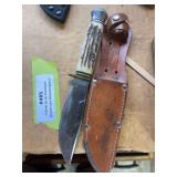 Othello Soligen Germany made hunting knife with leather sheath