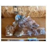 Assortment of quartz crystals  and coral