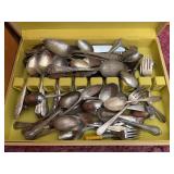 Box of silverware - mismatch hodgepodge - all plate