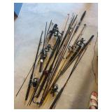 Large group of fishing poles