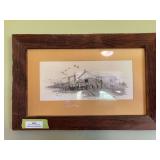 James Edward Coyle signed and numbered print “Montana cabin” in Barnwood frame 23 x 15