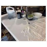 Kitchen hand mixer, cups, lady bug pillow, pillow case