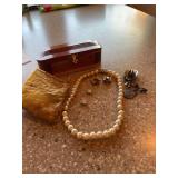 Vintage hat pins, Western Hat pin, necklace, Wood box