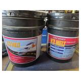Two buckets ice melt-new (roller cart not included)