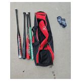 Easton Baseball Bats and Bat Bag