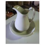 Antique white ironstone pitcher and bowl set