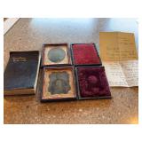 Early 1900’s bible, two vintage photos and unique frames, 1918 hand written letter