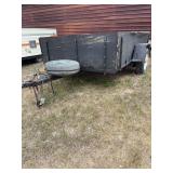 1976 HMDE Box trailer, does tilt, sideboards are removable. VIN#S68616W.  Built heavy duty for hauling heavier loads.  2” ball.  Side boards need some TLC or rebuilt, has stakes for easy replacement