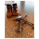 Old church keys, Bronze baby shoes