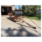 Sleigh 100” long, 39” wide- runners to sleigh are authentic, box was built to complete as a sleigh, One-horse fill, trailer hitch has been built to pull with a Four wheeler or other device with 2'