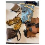 Vintage baby Western clothes (blue outfit tagged Western Ranchman Outfitters), purses, moccasins