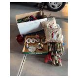 Christmas wrapping paper, pillows, bows galore, music boxes
